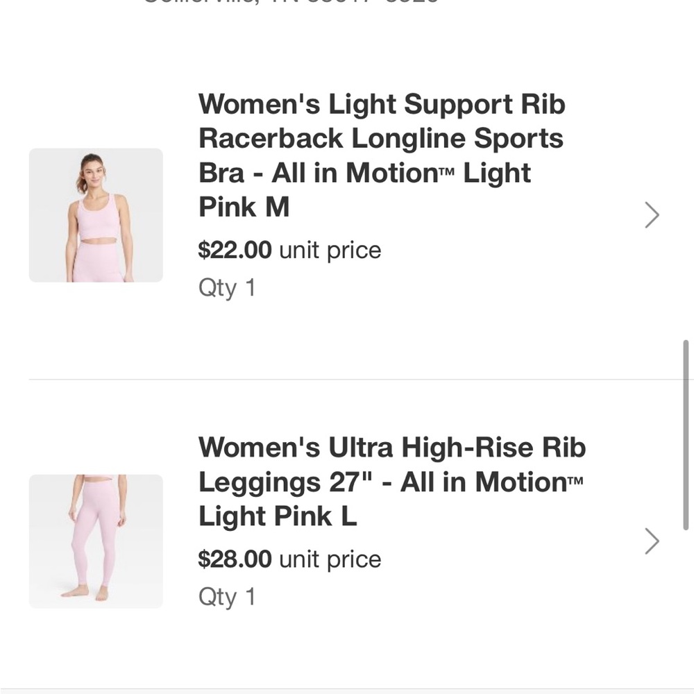 All in Motion™ Ribbed Set Ultra high rise Leggings and light support bra…